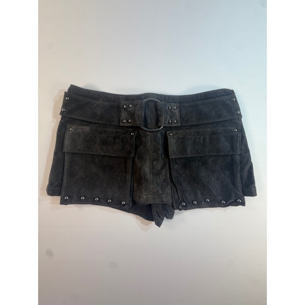 We The Free Free People Black Faux Suede Studded Utility Skort OB1846491 Size 2